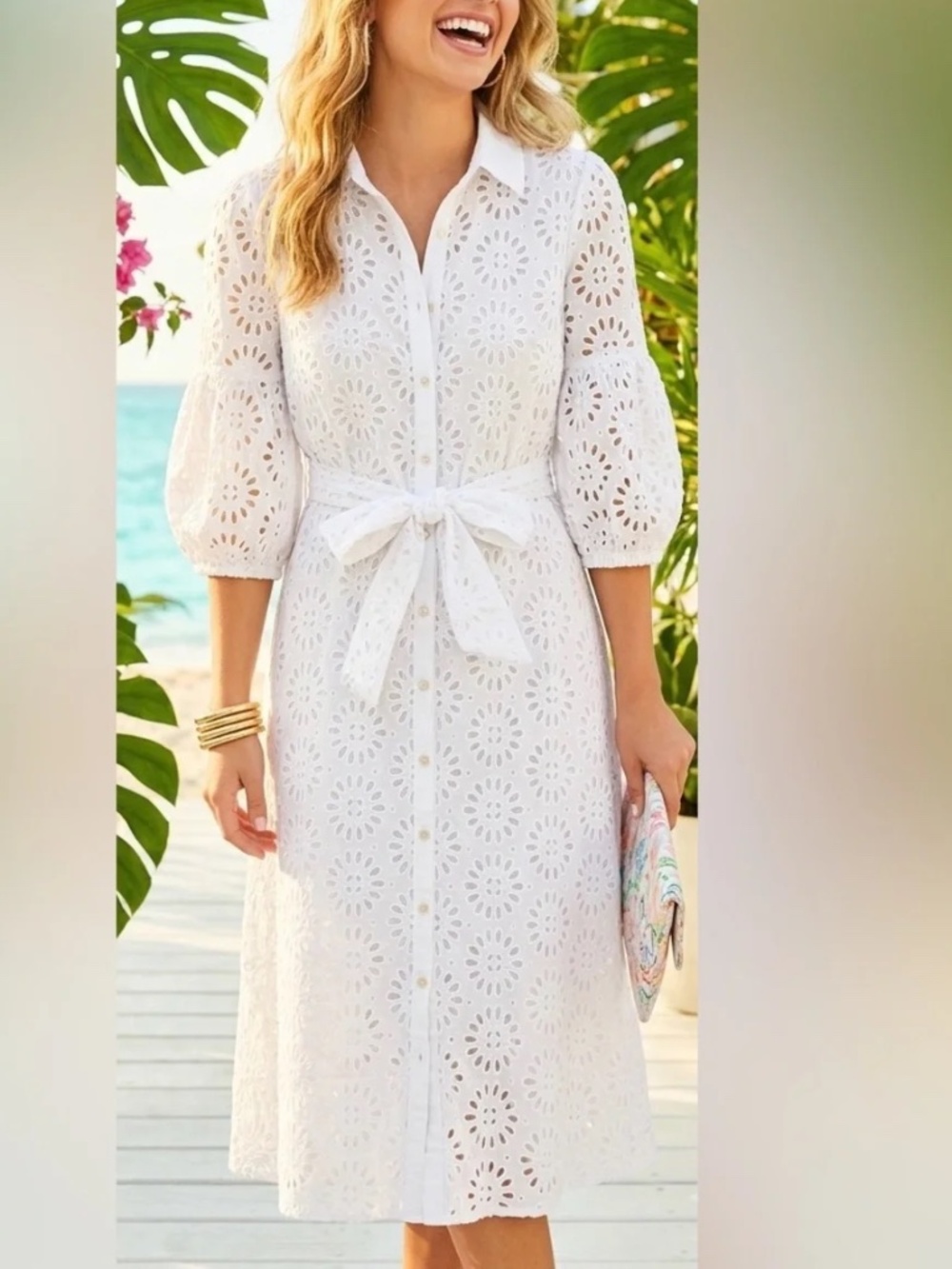 Lilly Pulitzer Mialynn Midi Eyelet Shirt - size 6 🌟